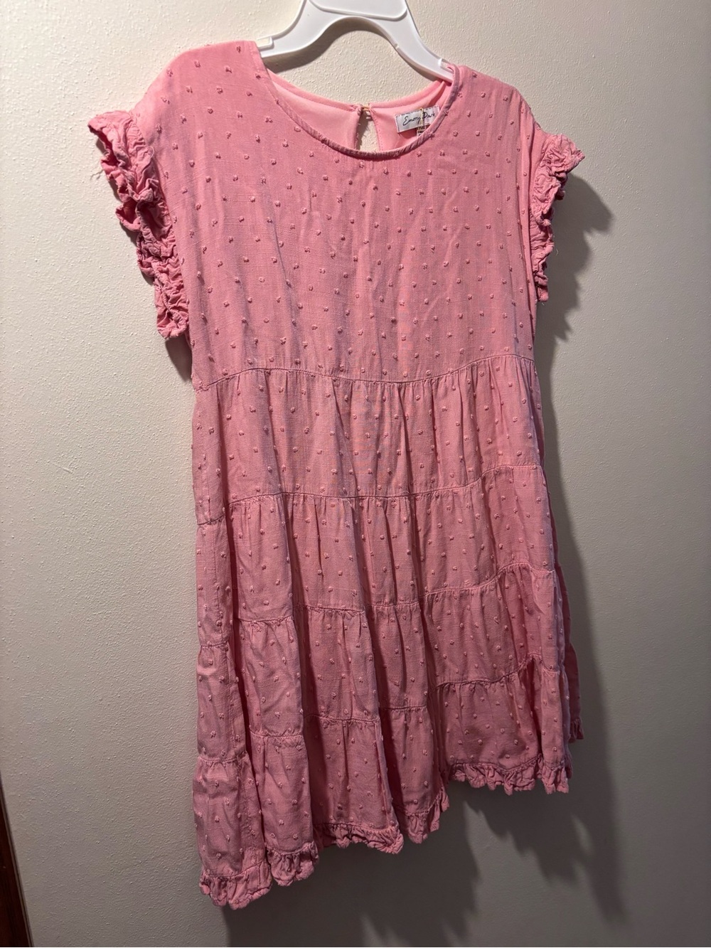 Women’s Emory Park Pink Swiss Dot Tiered Mini Dress Ruffle Sleeve Women’s XXS